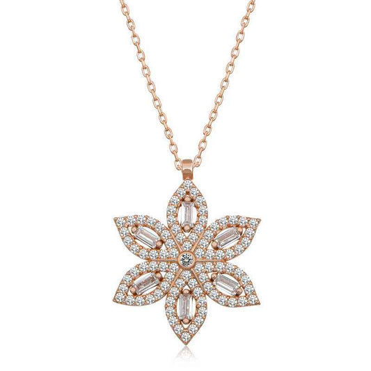 Rose Plated Daffodil Flower Women's Silver Necklace