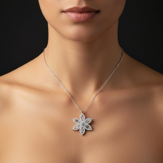 Narzissenblüte Damen Silber Halskette