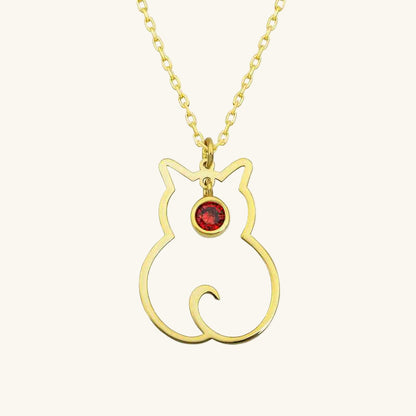 January Birthstone Cat Women's Silver Necklace