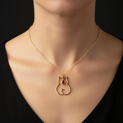 Januar Geburtsstein Katze Damen Silber Halskette