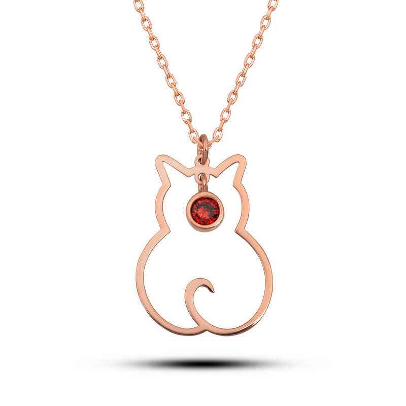 January Birthstone Cat Women's Silver Necklace