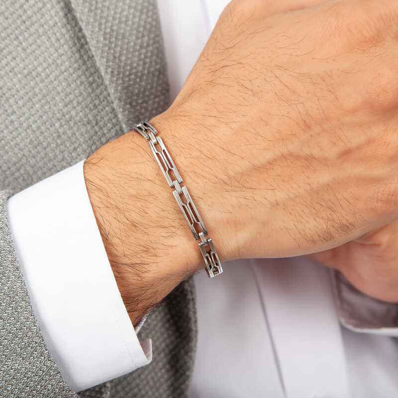 Oxidized Silver Men's Bracelet