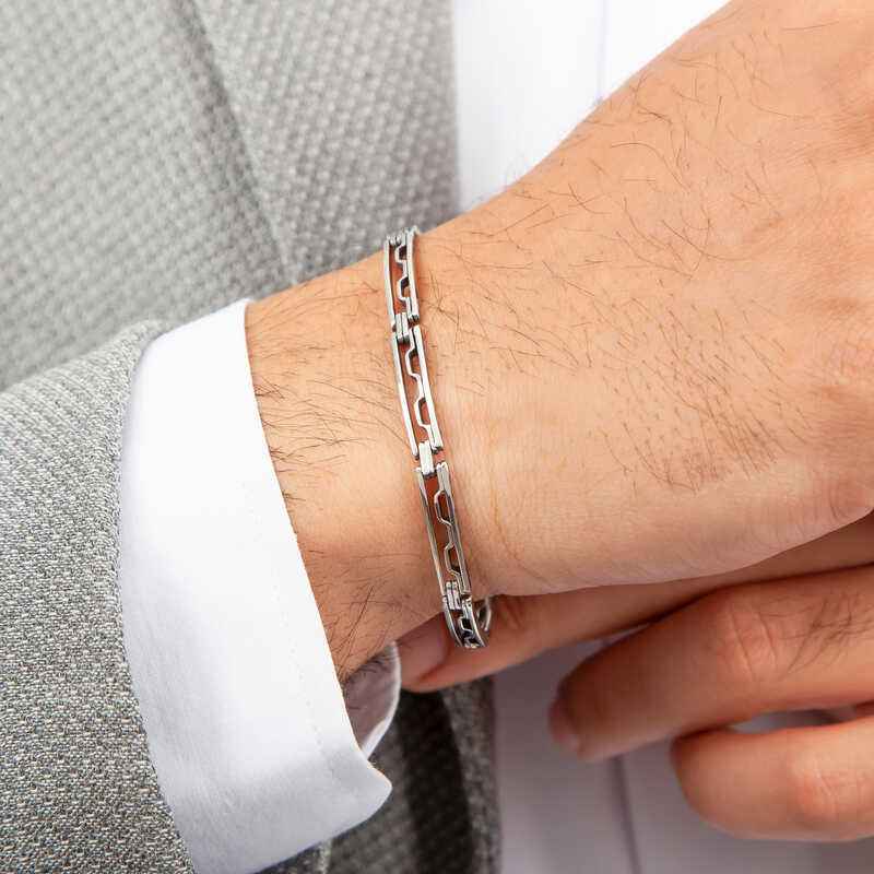 Oxidized Silver Men's Bracelet
