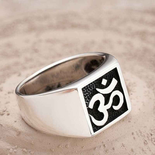 Om Symbol Men's Silver Ring