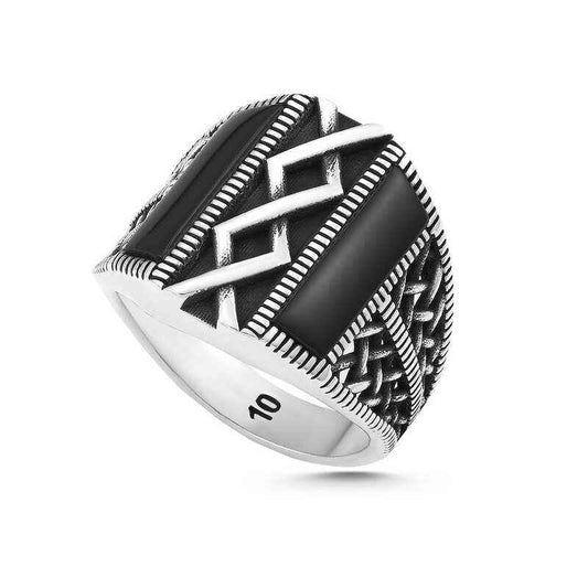 Onyx Stone Men's Silver Ring