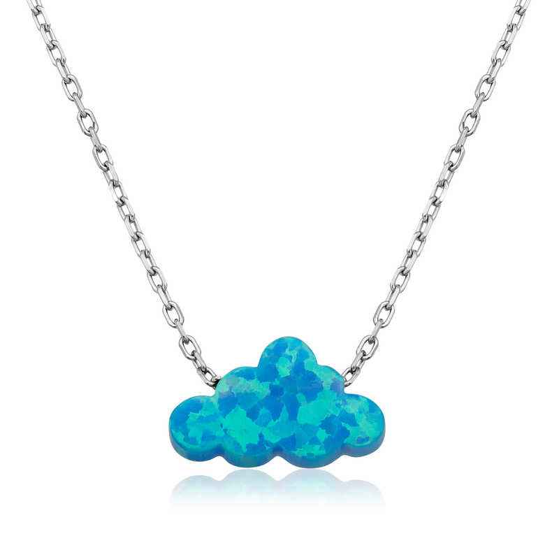 Blue Opal Stone Cloud Women's Silver Necklace