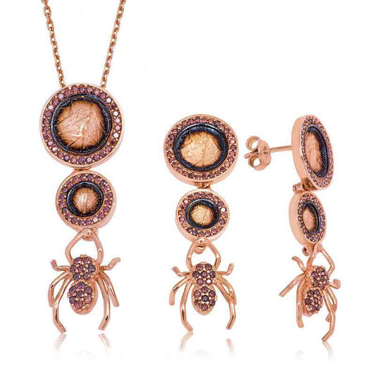 Spider and Leaf Women's Silver Set