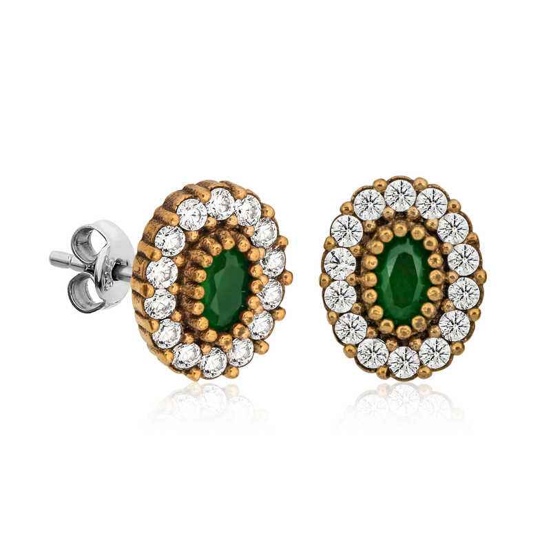 Antique Oval Stud Women's Silver Earrings