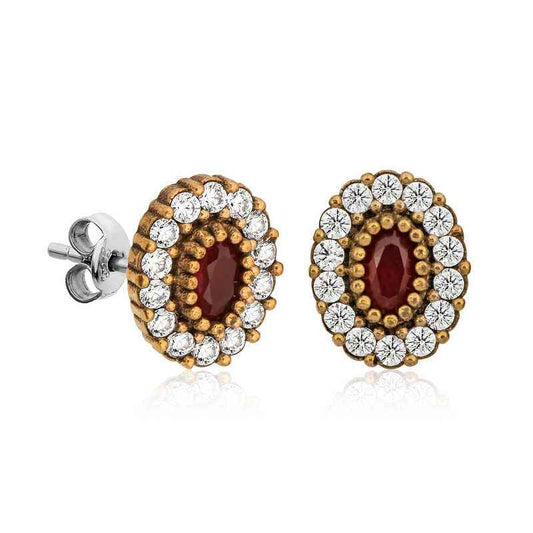 Authentic Oval Stud Women's Silver Earrings