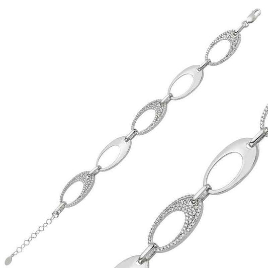 Oval Stone Women's Silver Bracelet