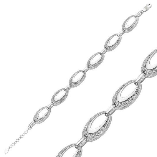 Oval Stone Women's Silver Bracelet