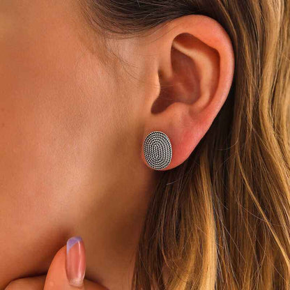 Oval Stud Women's Silver Earrings