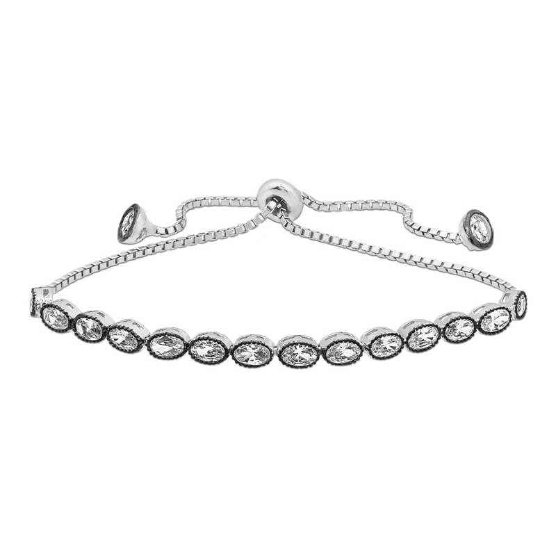 Oval Cut Diamond Setting Elevator Silver Bracelet