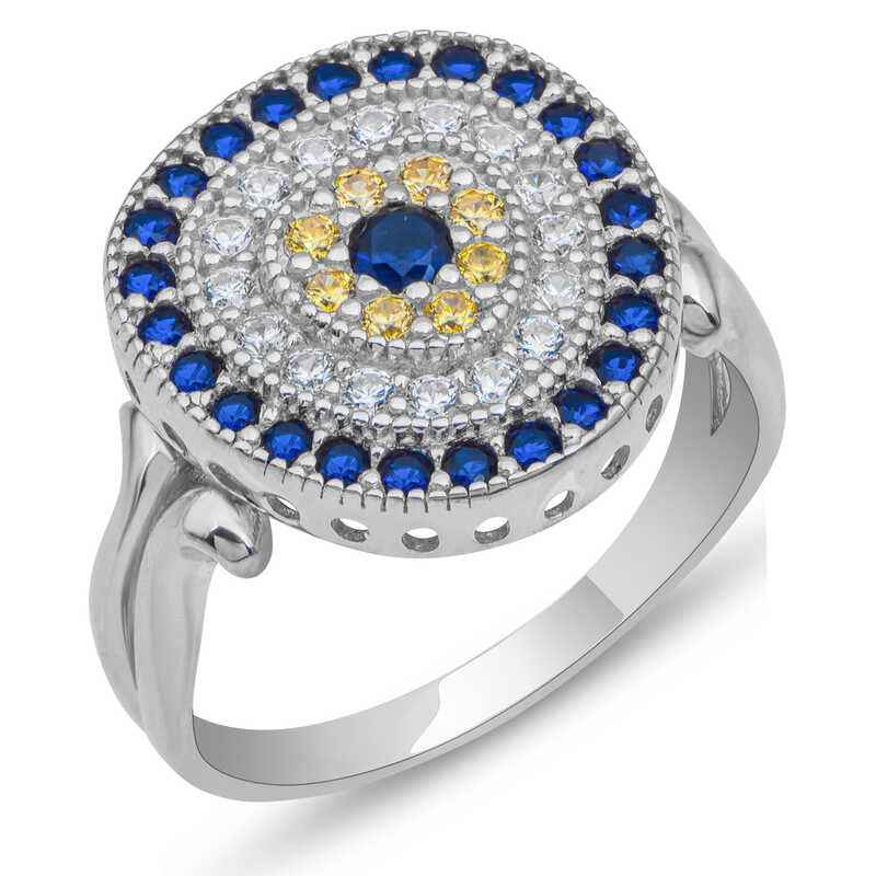 Oval Evil Eye Women's Silver Ring