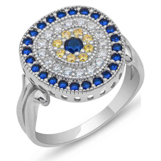 Oval Evil Eye Women's Silver Ring