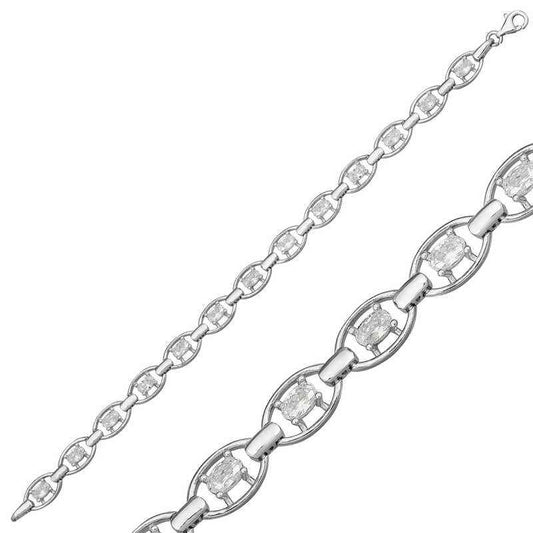 Oval Water Channel Women's Silver Bracelet