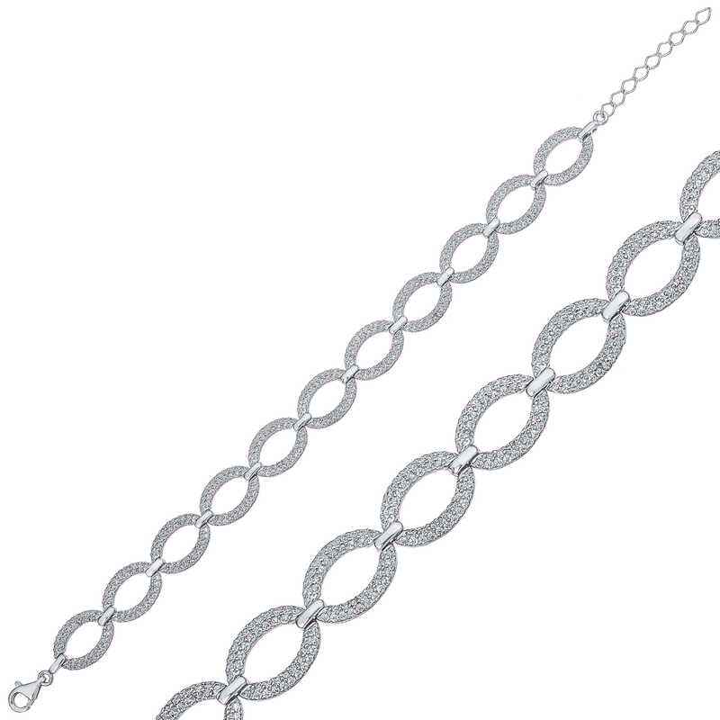 Oval Stone Women's Silver Bracelet