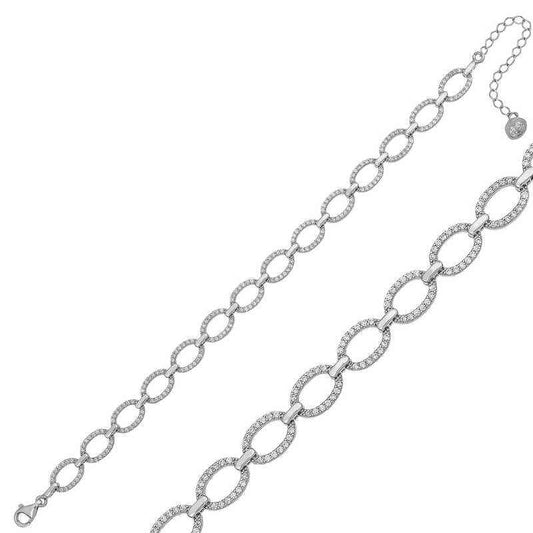 Oval Stone Women's Silver Bracelet