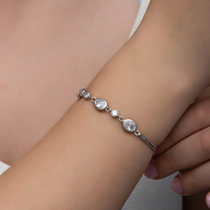 Oval Stone Women's Silver Bracelet