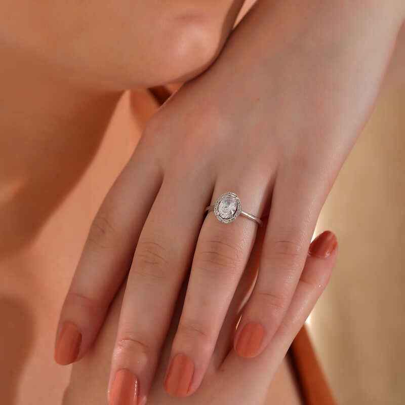 Oval Zircon Stone Women's Silver Ring