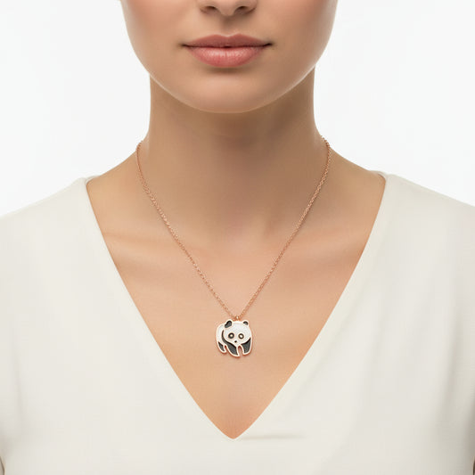 Panda Damen Silber Halskette