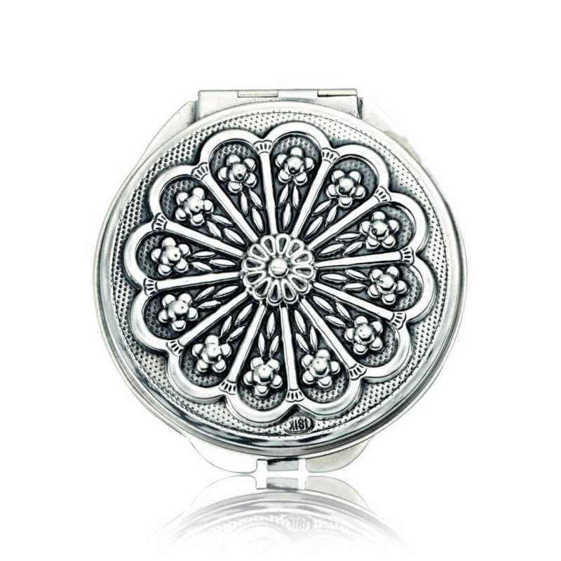Daisy Motif Covered Silver Hand Mirror