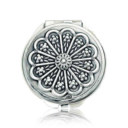 Daisy Motif Covered Silver Hand Mirror