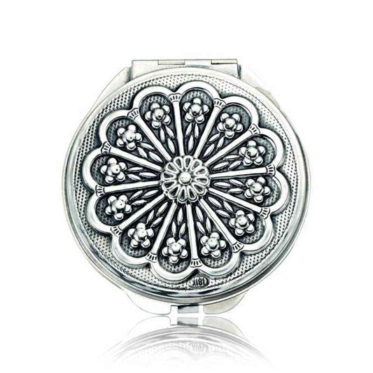 Daisy Motif Covered Silver Hand Mirror