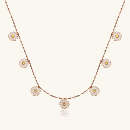 Rose Plated Daisy Luck Women's Silver Necklace