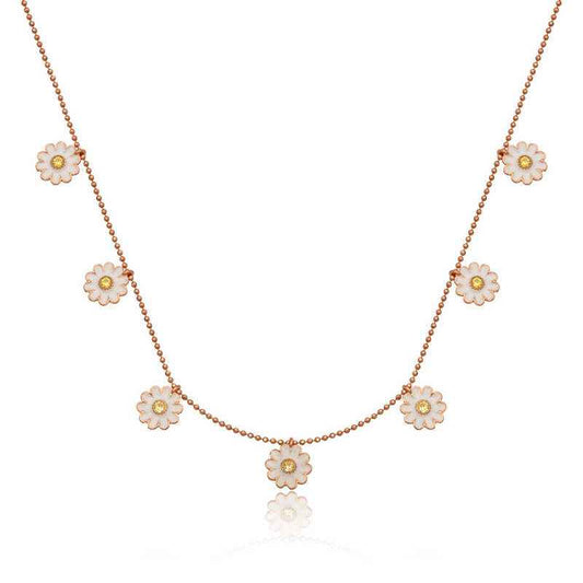 Rose Plated Daisy Luck Women's Silver Necklace