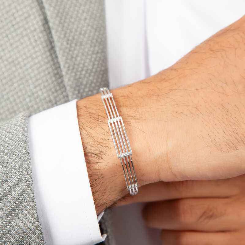 Men's Segmented Silver Bracelet