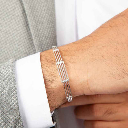Men's Segmented Silver Bracelet