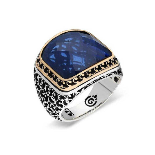 Parlament Blue Zircon Stone Men's Silver Ring