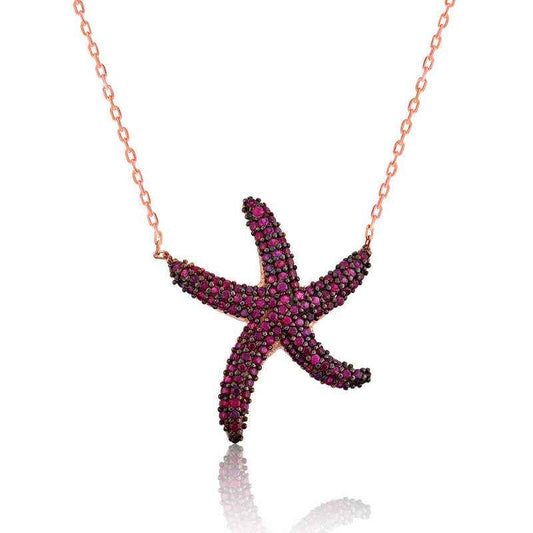 Pink Starfish Women's Silver Necklace