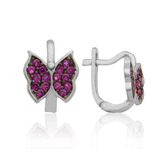 Pink Butterfly Children's Silver Earrings