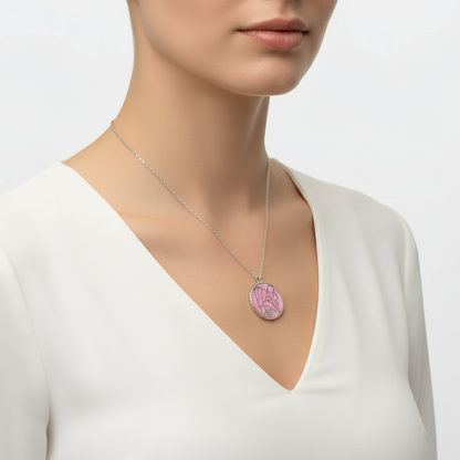 Rosa Perlmutt Stein Mutter Kind Liebe Silber Halskette