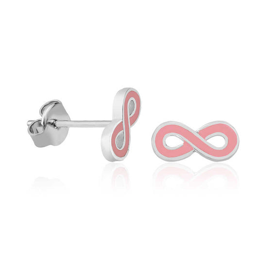 Pink Infinity Stud Women's Silver Earrings