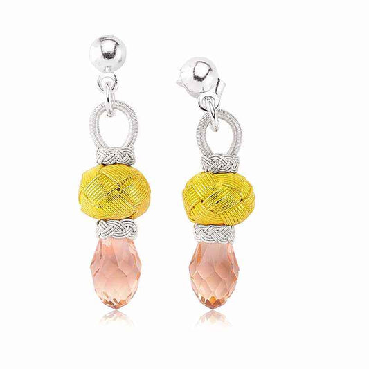 Pink Stone Kazaziye Women's Silver Earrings