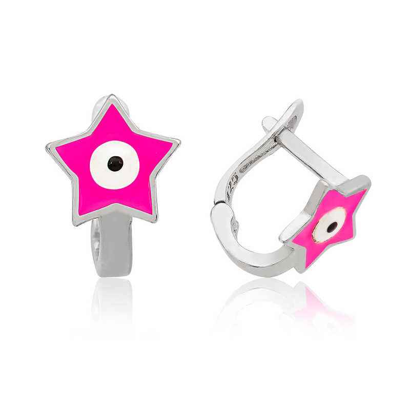 Pink Star Children's Silver Earrings