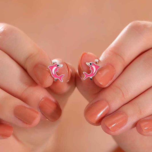 Pink Dolphin Children's Silver Earring