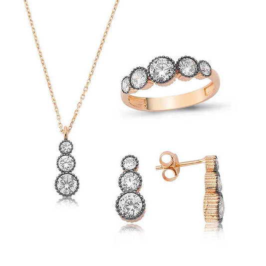 Diamond Model 5 Stone Women's Silver Set