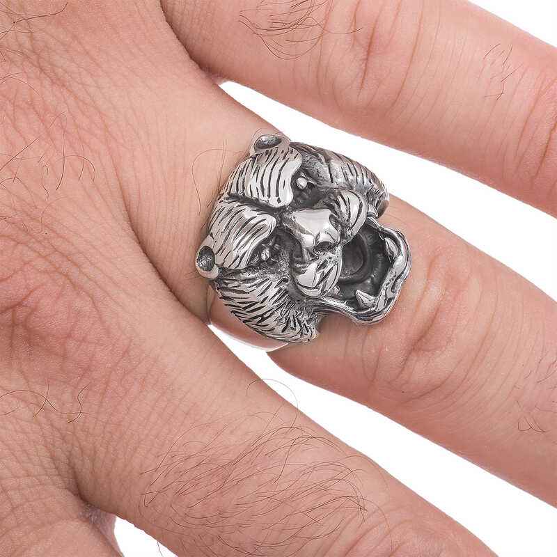 Puma Head Men's Silver Ring