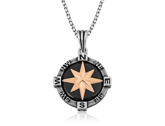 Collier boussole en argent