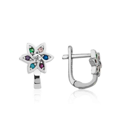 Flower Design Women's Silver Earrings