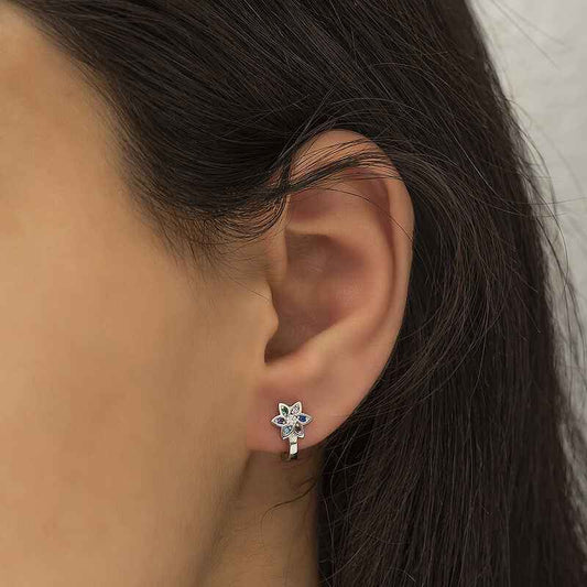 Flower Design Women's Silver Earrings