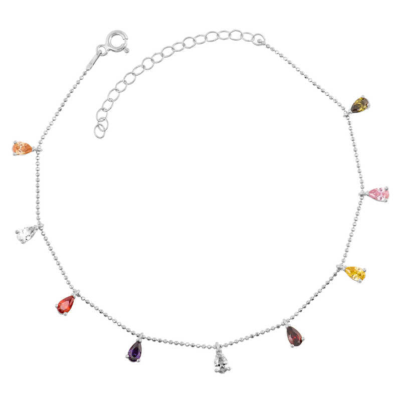 Bracelet de cheville argenté pour femme Drop Color