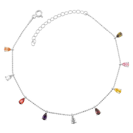 Bracelet de cheville argenté pour femme Drop Color