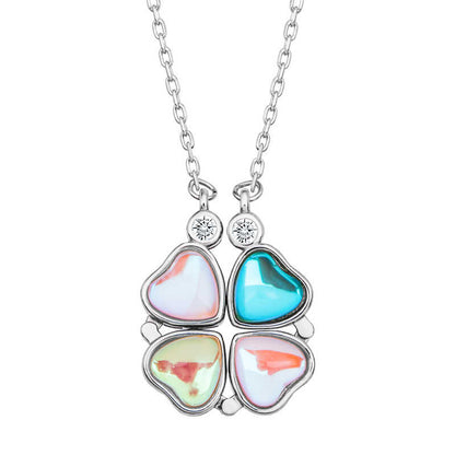 Silver Color Openable Clover Women's Necklace