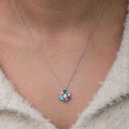 Heart Flower Women's Silver Colored Necklace
