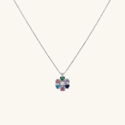 Heart Flower Women's Silver Colored Necklace